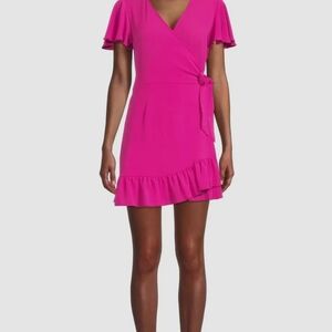 Elegant Pink Wrap Dress